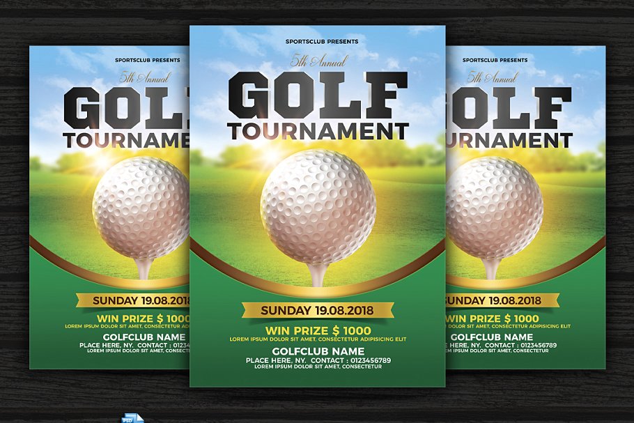 高尔夫锦标赛宣传单模板 Golf Tournament Flyer插图