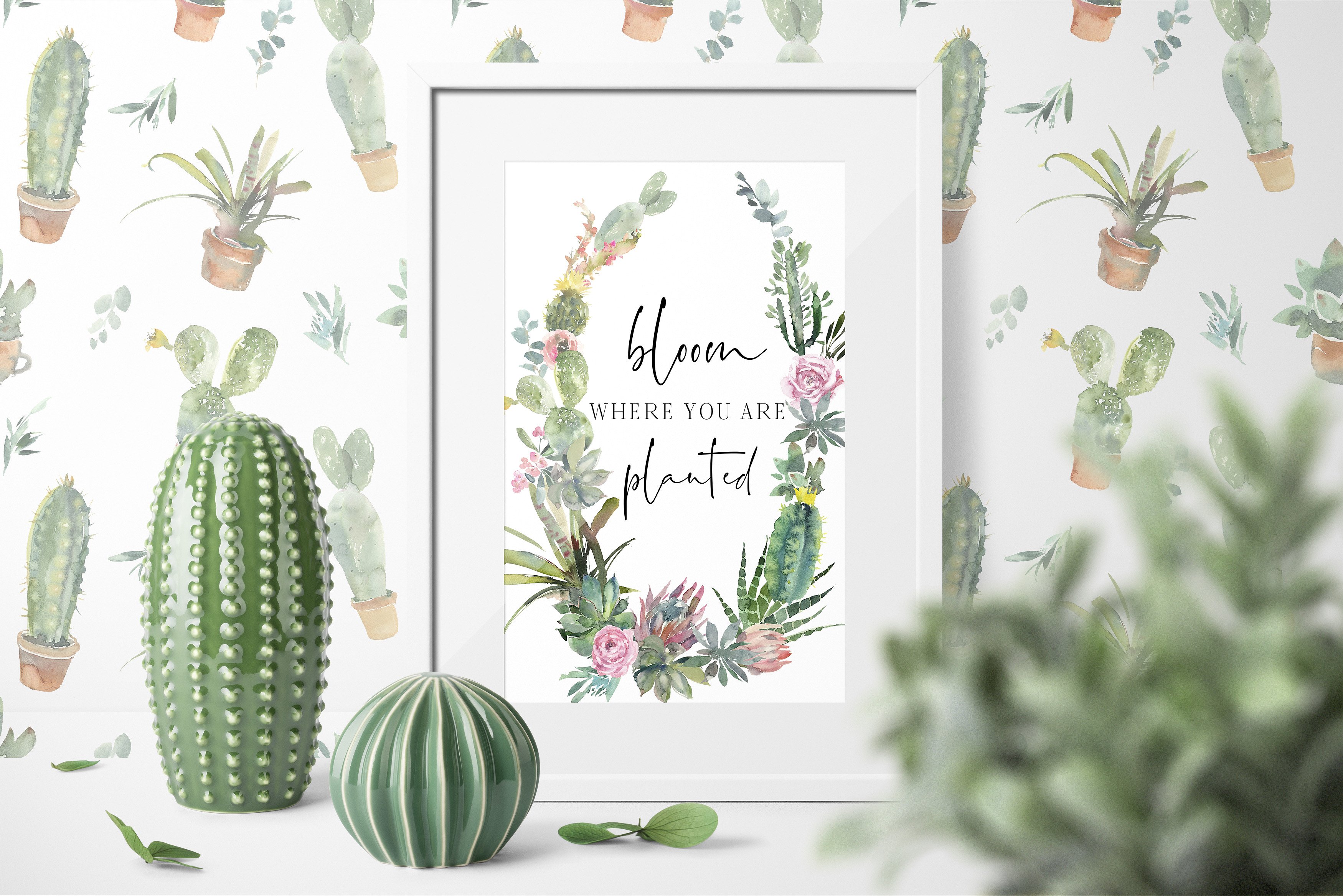 仙人掌水彩剪贴画 Cacti Watercolor Cactuses Clipart插图(3)