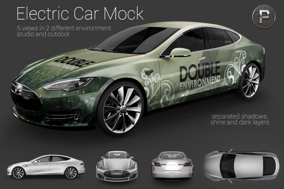 新能源充电汽车样机模板 Electric Car Mock Up插图