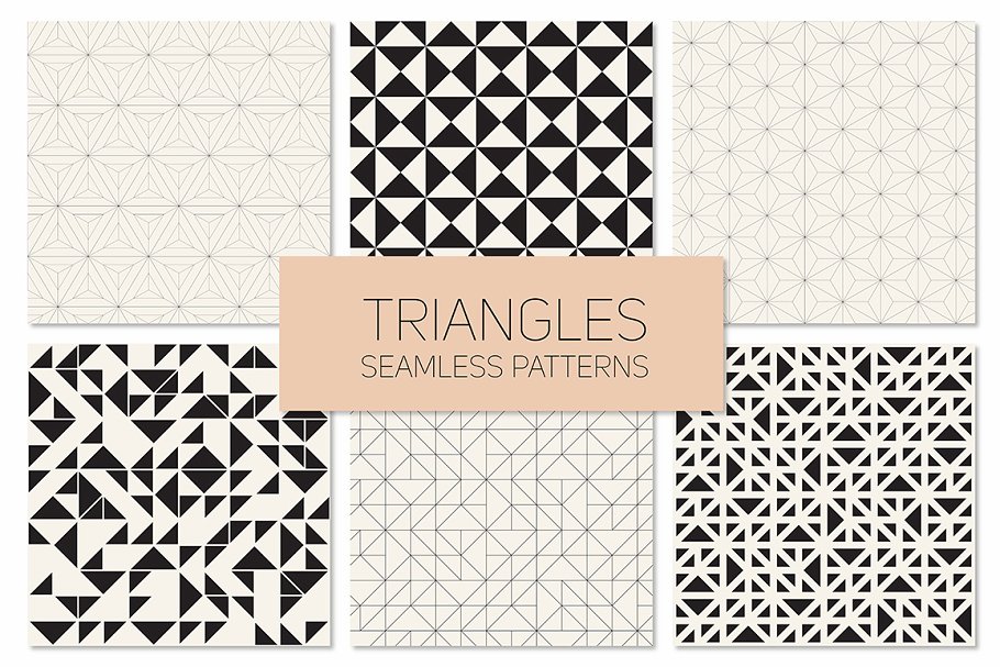 三角形图案无缝纹理 Triangles. Seamless Patterns. Set 4插图