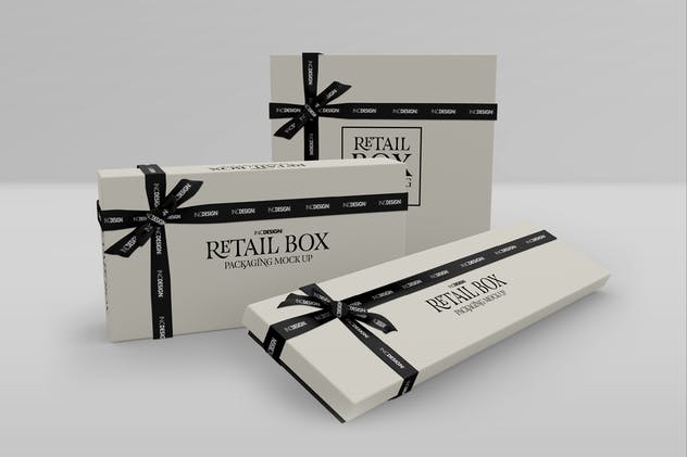 豪华金身丝带礼品盒包装样机Vol.2 Retail Boxes Vol.2: Bag & Box Packaging Mockups插图(1)