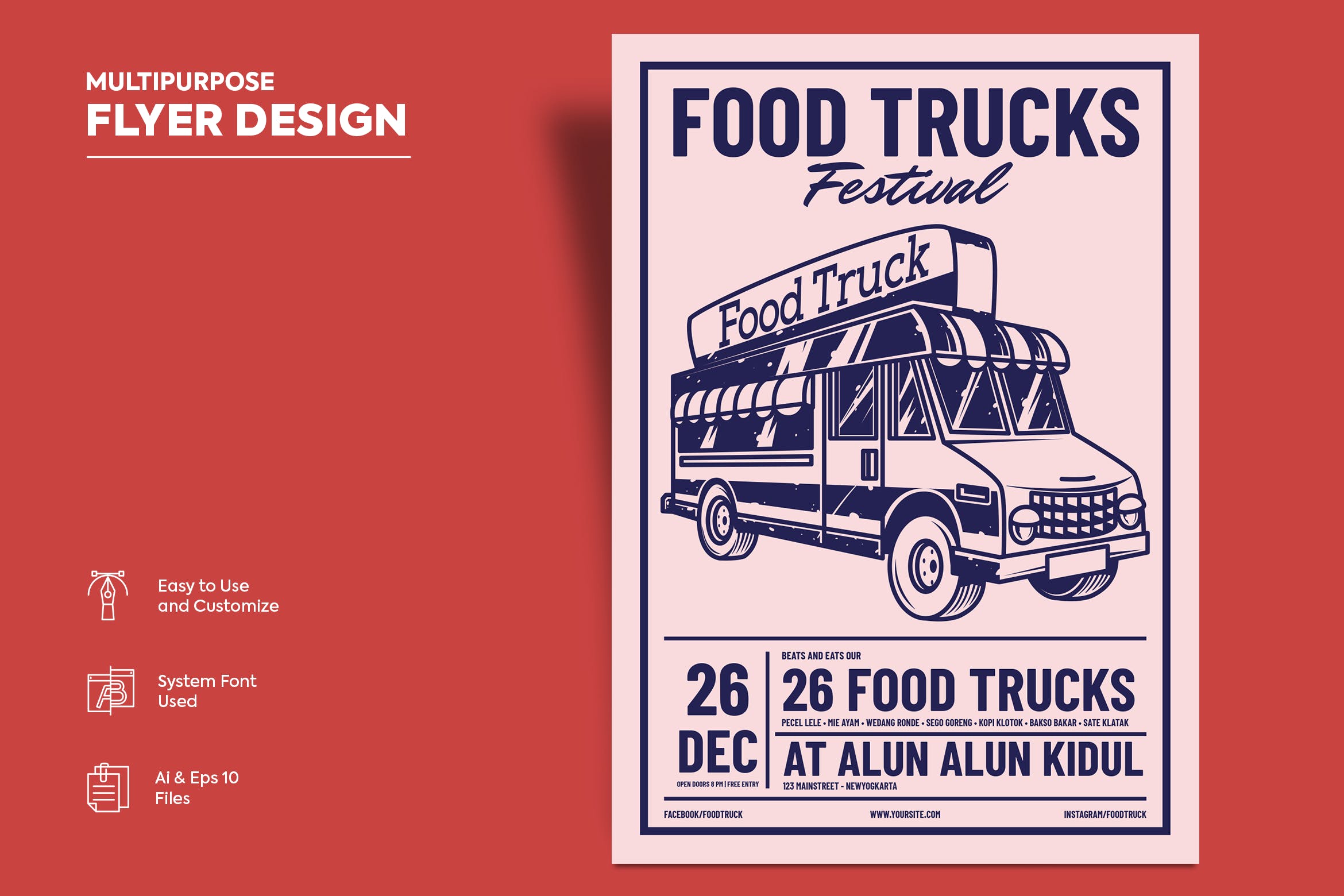 美食节餐车宣传单海报设计模板v13 Flyer Design Vol.13插图
