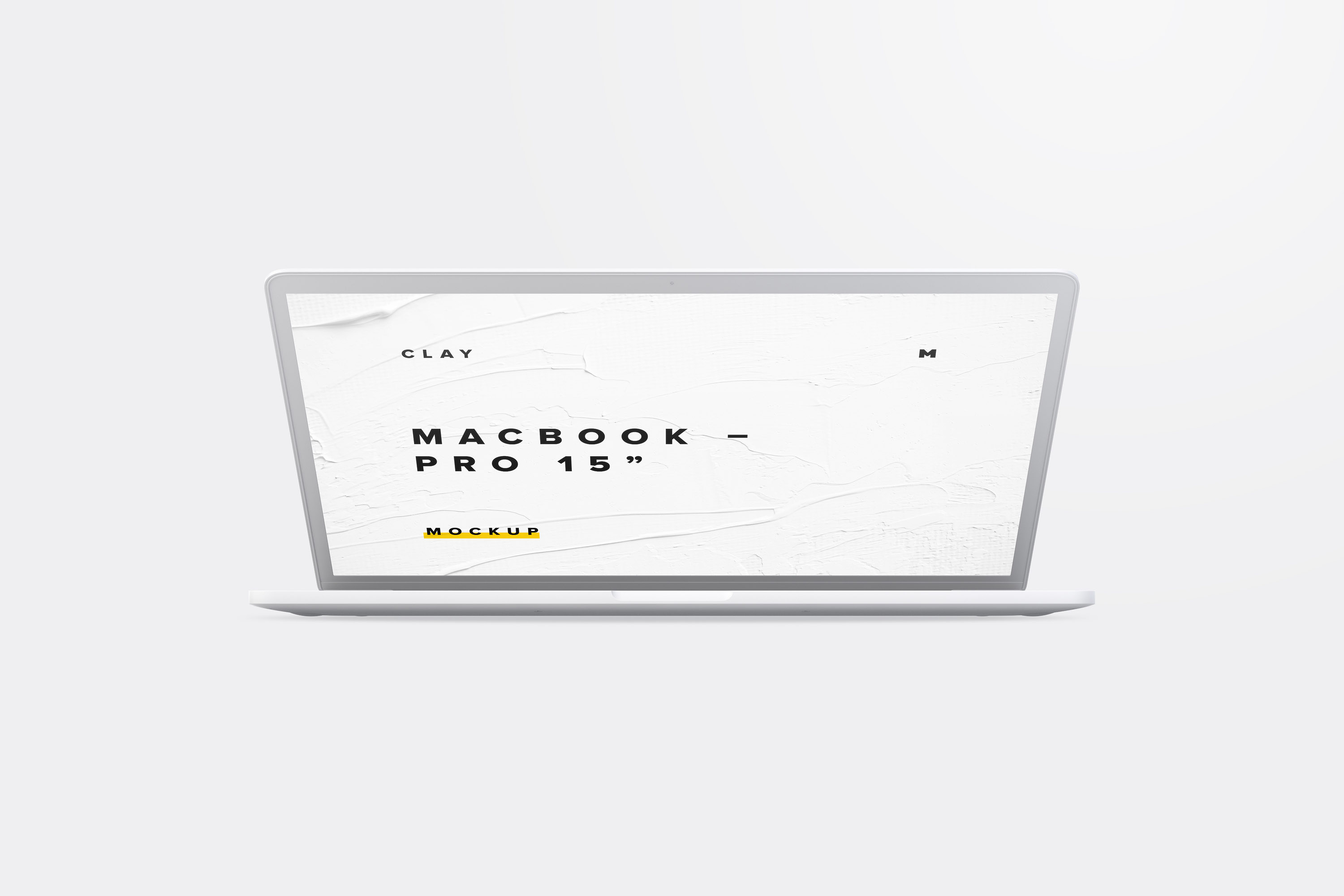 15寸MacBook Pro笔记本半合状态前视图样机02 Clay MacBook Pro 15" with Touch Bar, Front View Mockup 02插图