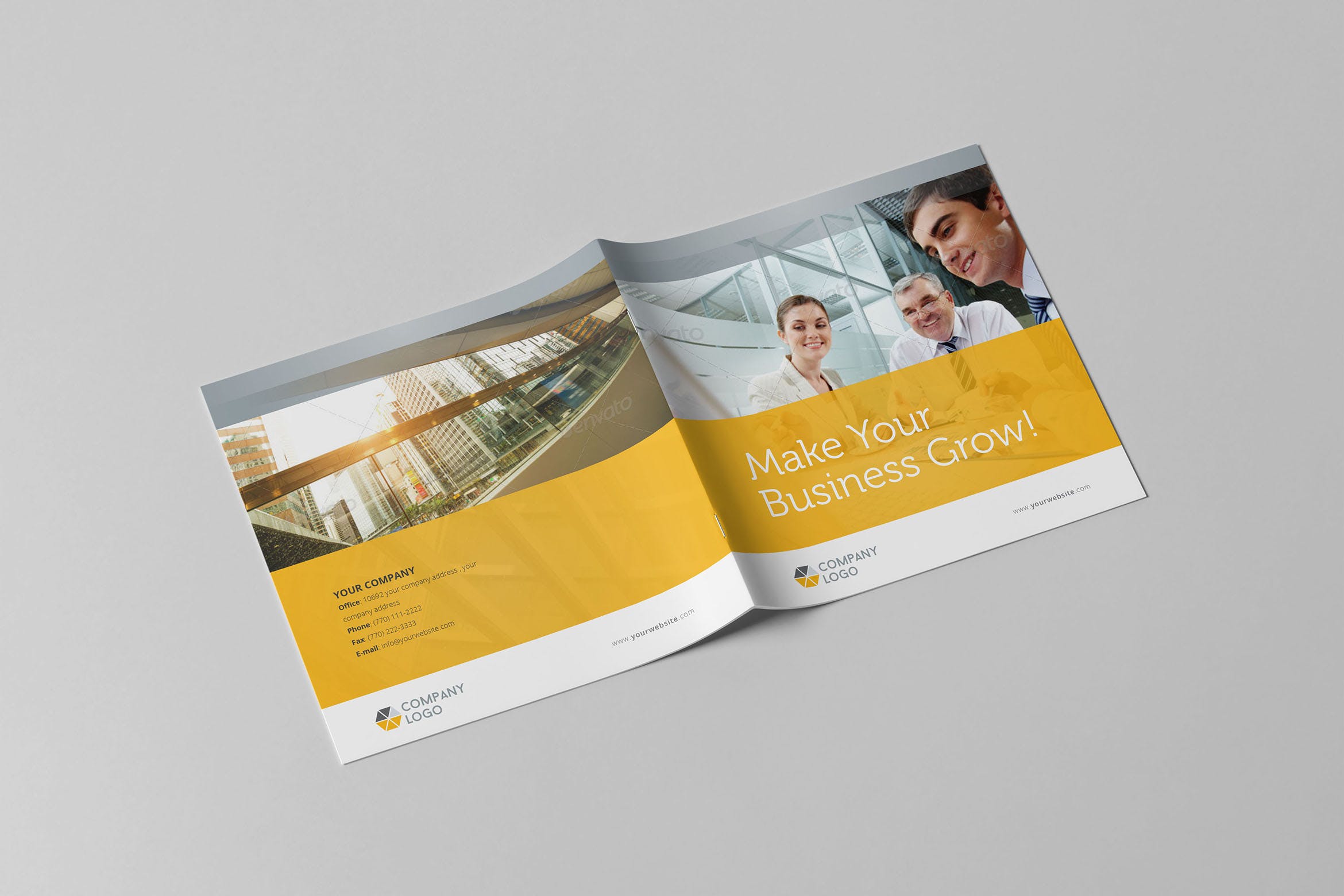 简约设计风格企业宣传画册设计模板素材 Clean Business Square Brochure插图