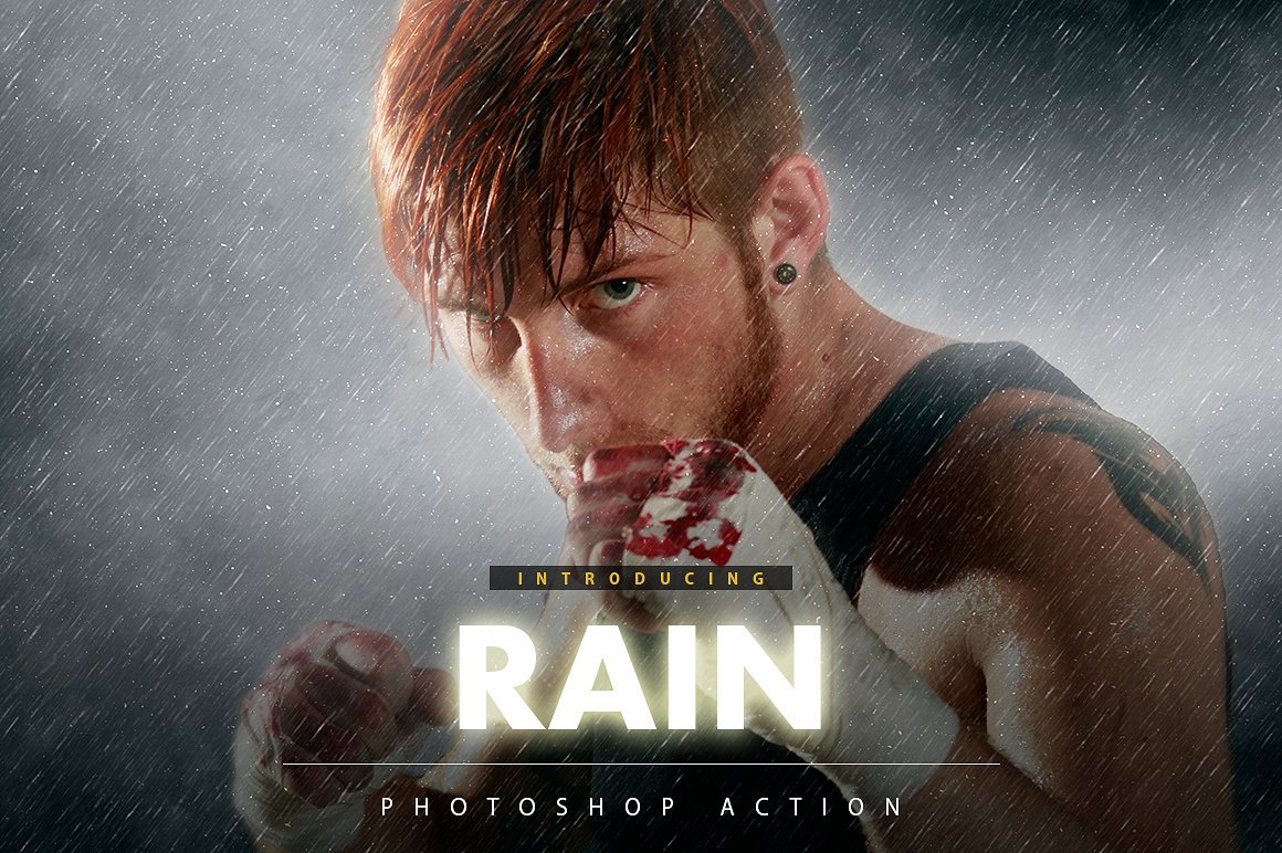 逼真的下雨特效PS动作 Rain Photoshop Action插图