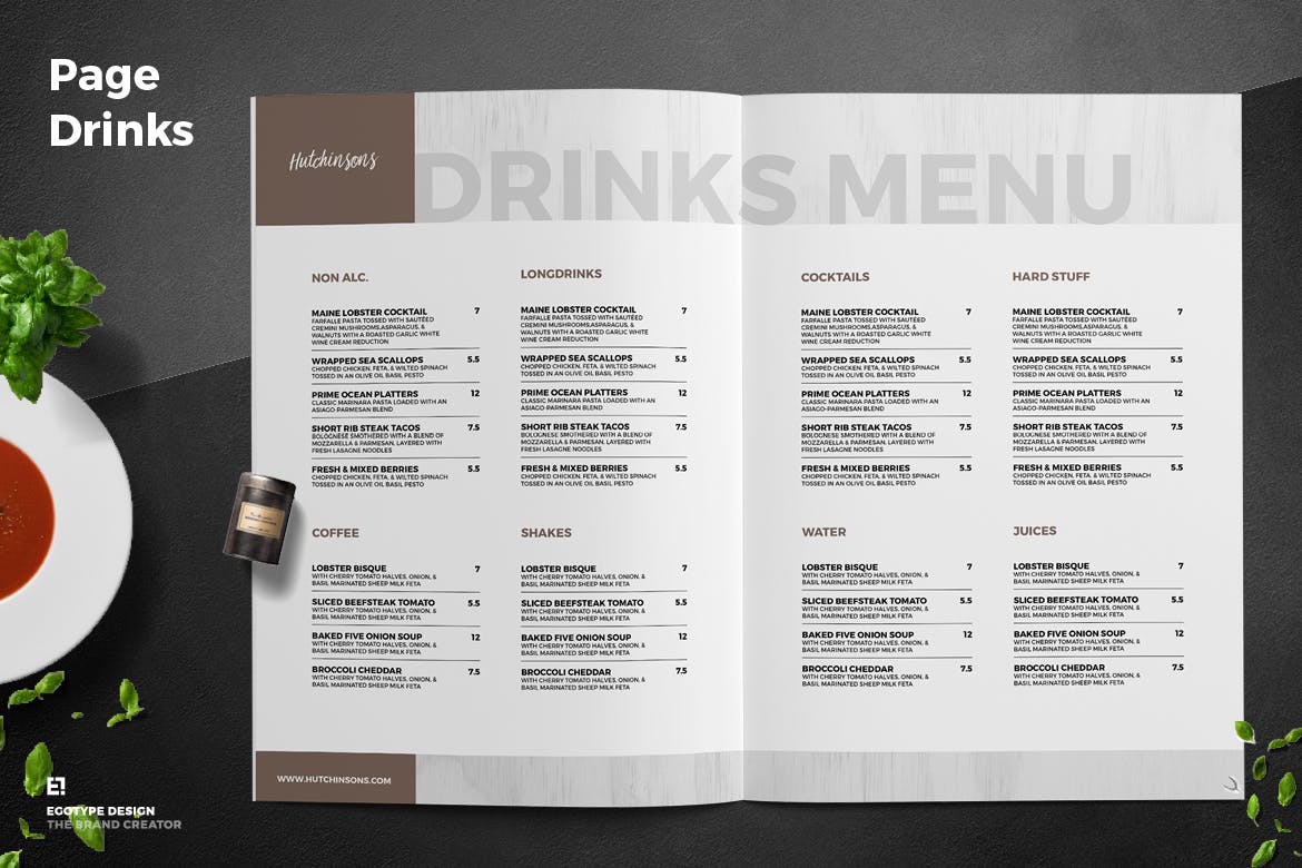 高品质的高端时尚餐厅餐厅菜单菜谱设计模板插图(3)