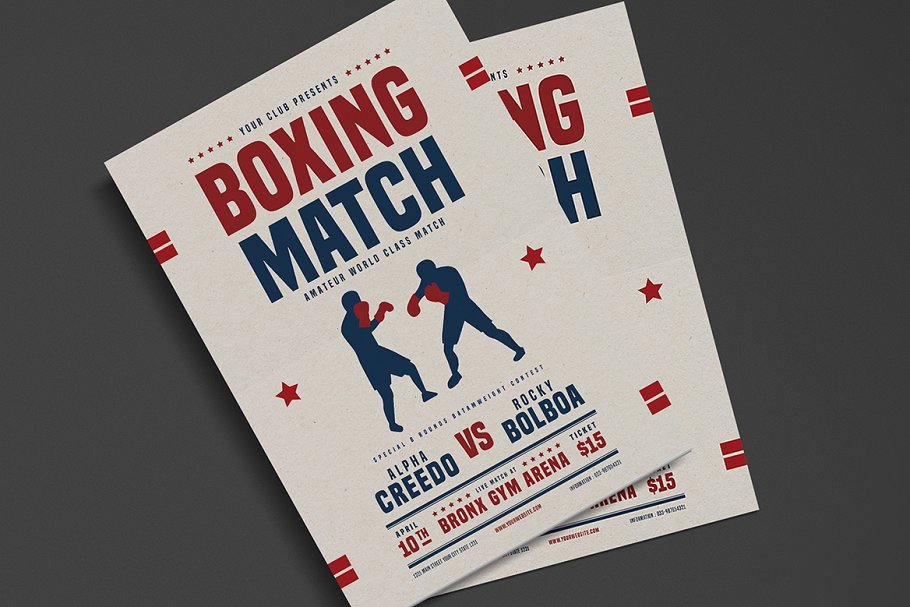 拳击比赛竞技活动海报宣传设计模板 Boxing Match Flyer插图(2)