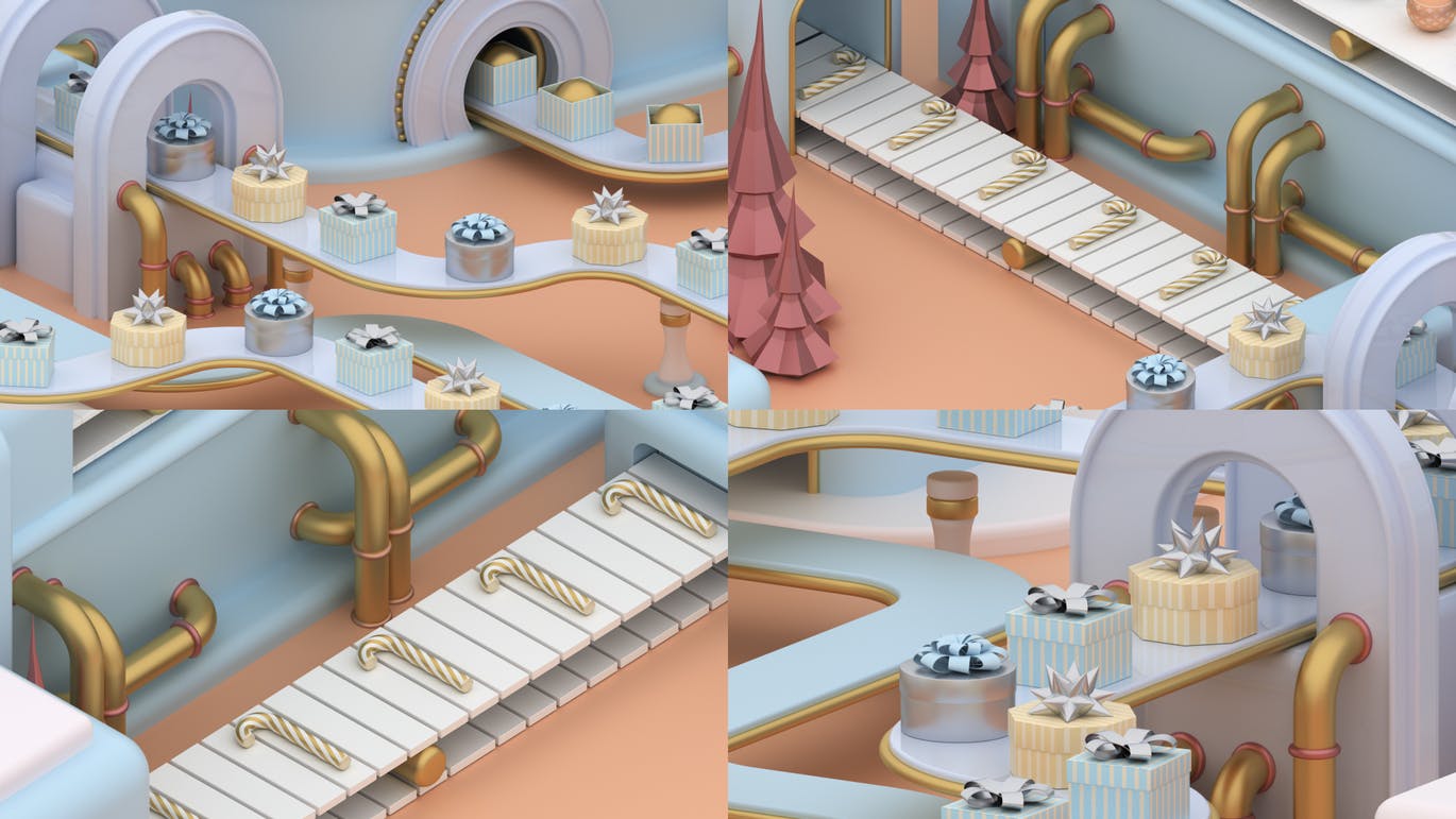 3D建模圣诞节主题概念工厂场景PNG素材 Christmas Factory插图(4)