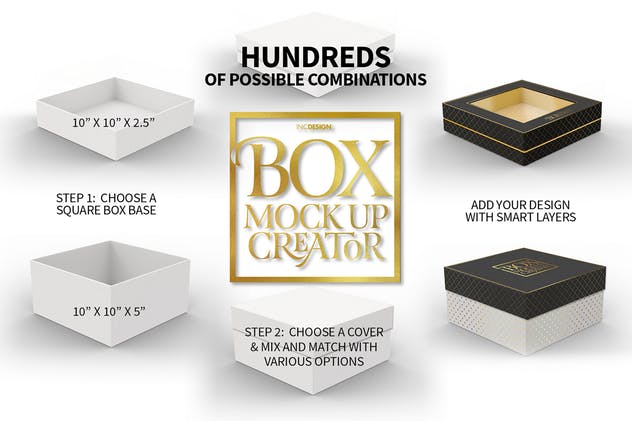 超级礼品盒包装盒样机合集 Box Mockup Creator – Square Box Edition插图(1)