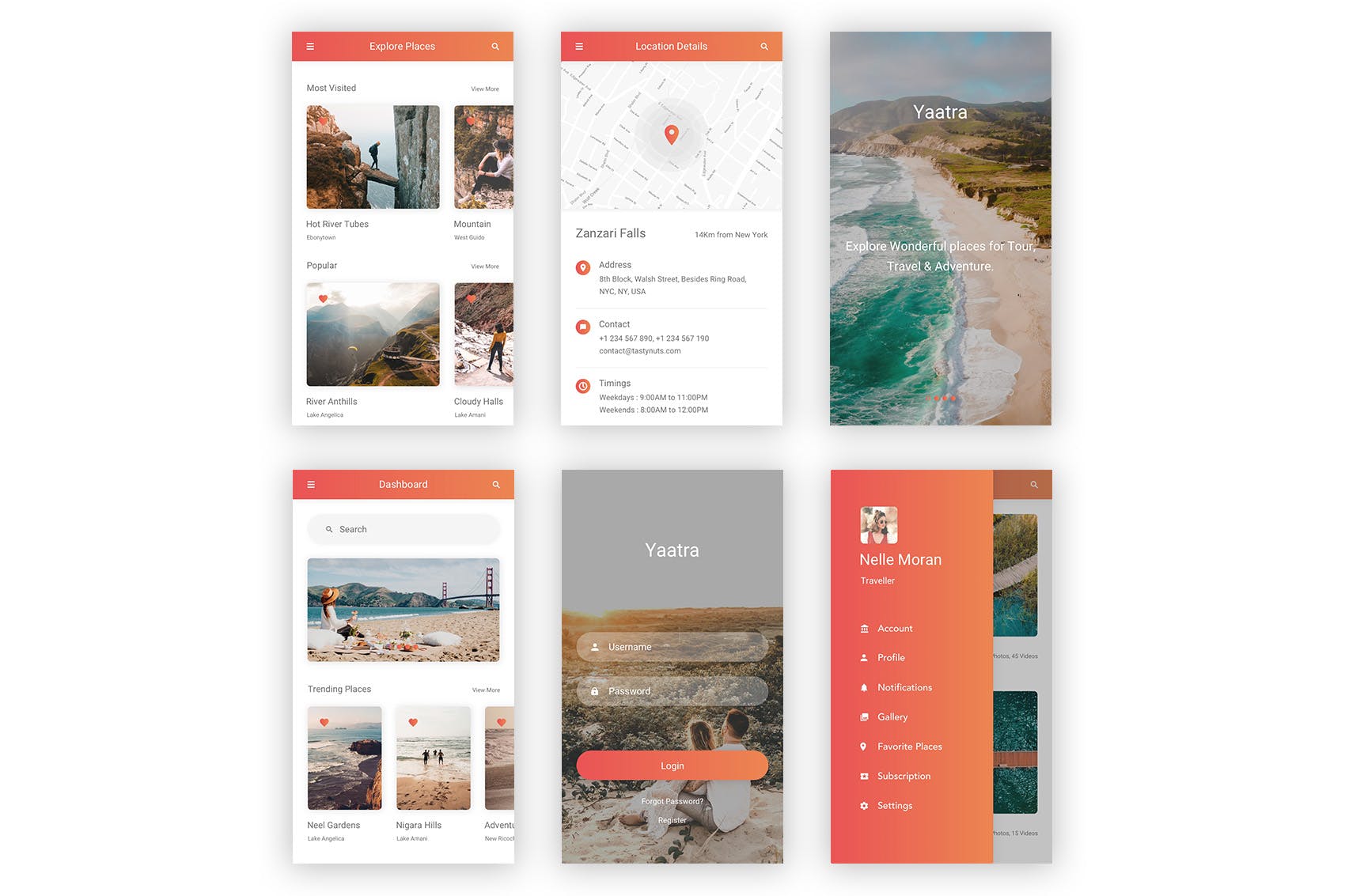旅游旅行APP应用用户交互界面UI套件PSD模板 Yaatra – Travel & Tour UI Kit for Photoshop插图(8)