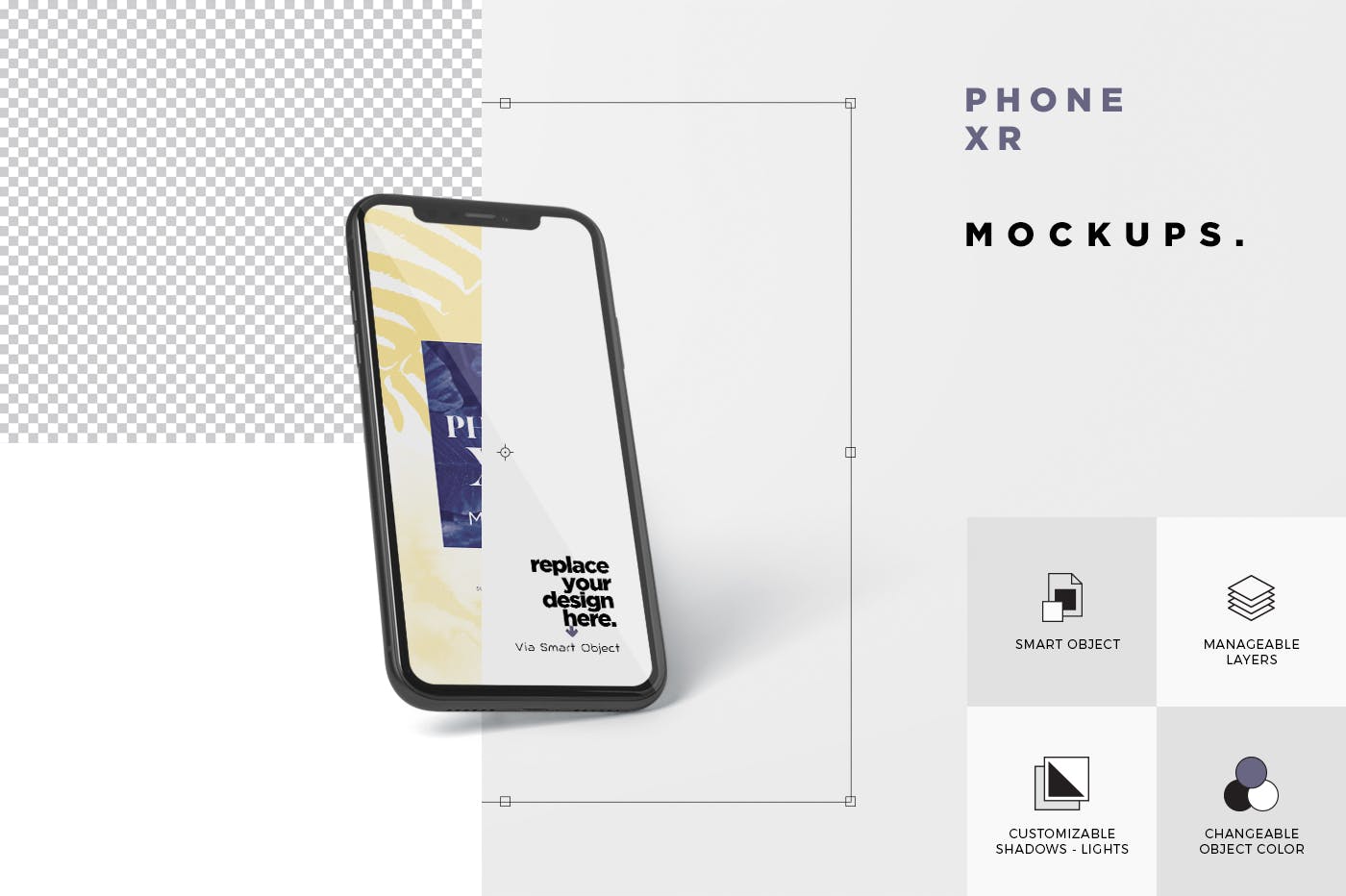 iPhone XR智能手机多角度屏幕预览样机模板 Phone XR Mockup插图(6)