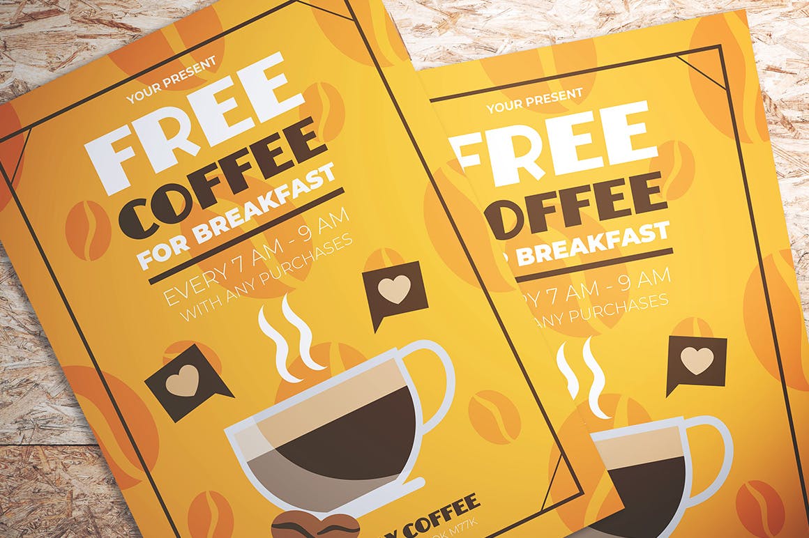 咖啡店促销活动传单海报设计模板 Coffee Promotion Flyer插图(1)