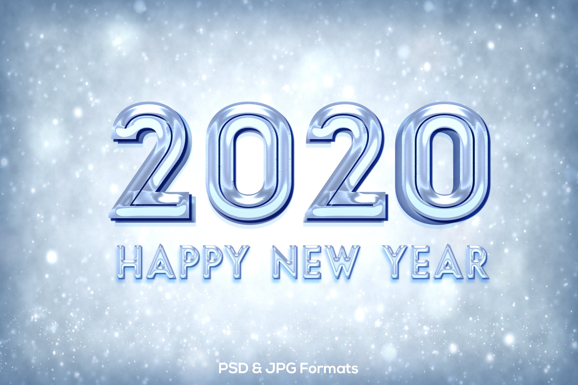 新年冰块效果字体设计PSD分层模板v1 New Year 2020 V1插图