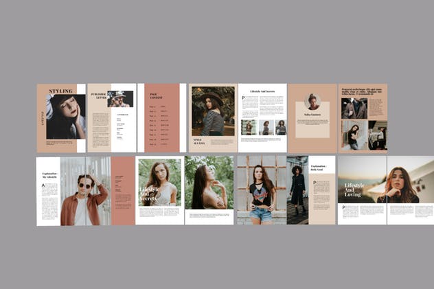 16页摄影/时尚行业适用作品展示画册设计模板 Styling Fashioned – Brochure插图(5)
