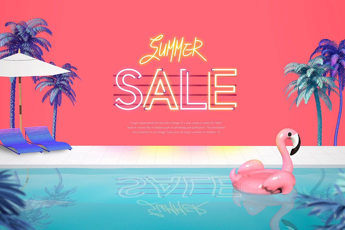 夏季促销泳池活动宣传广告海报设计插图