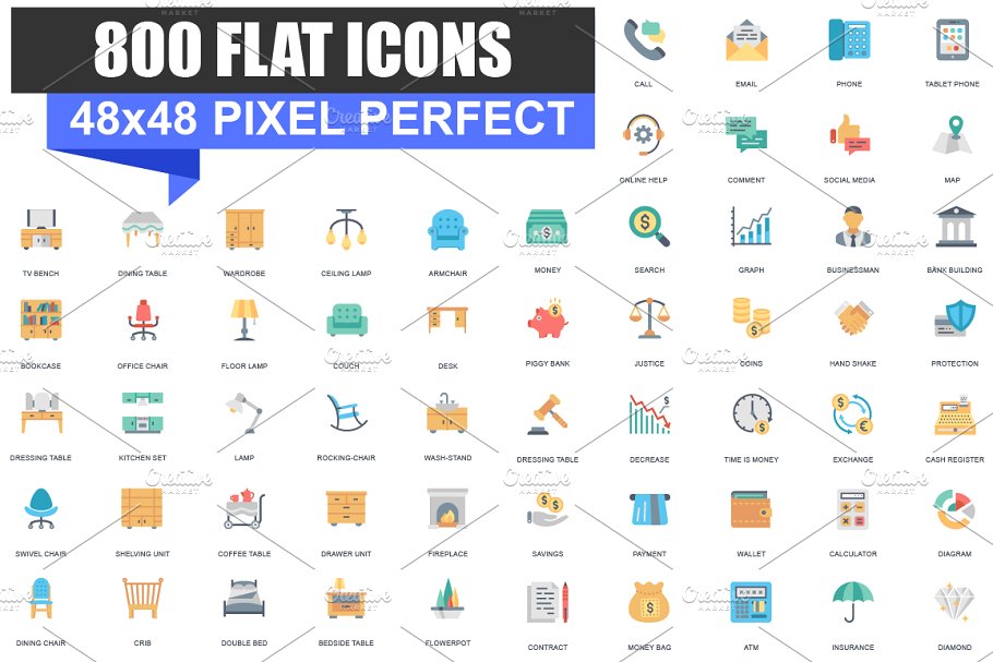 企业商务主题扁平风格图标库 Business Flat Icons插图