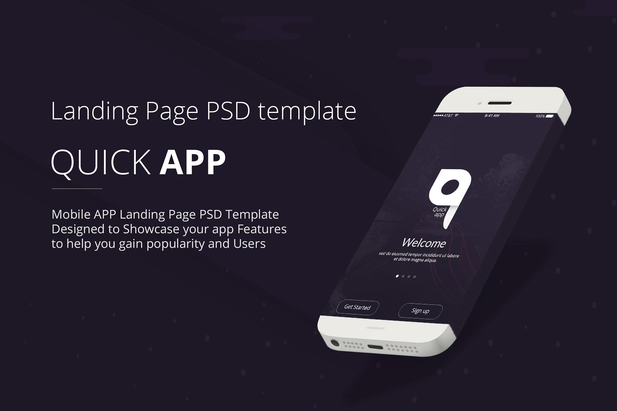 着陆页设计模版 QuickApp – Landing Page PSD Template插图