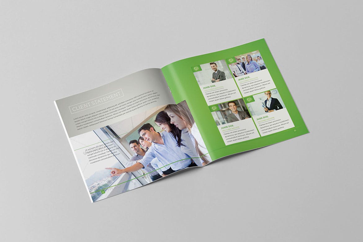 企业宣传精装画册版式设计INDD模板下载 Light Business Square Brochure插图(1)