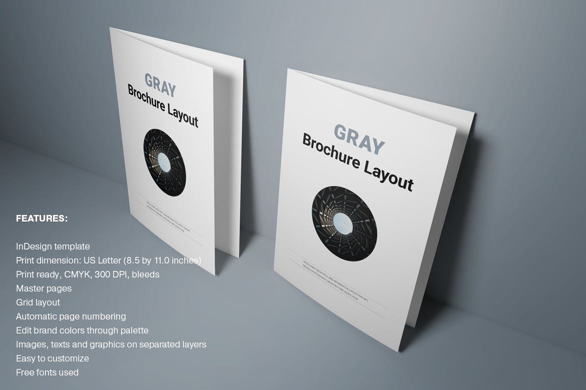 时尚/设计/艺术/摄影多用途画册设计模板 Gray Brochure插图