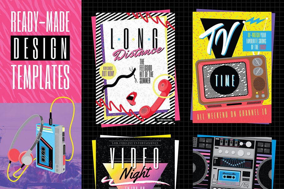 复刻80年代最酷的设计元素和模板 1980s Design Templates and Elements插图(1)