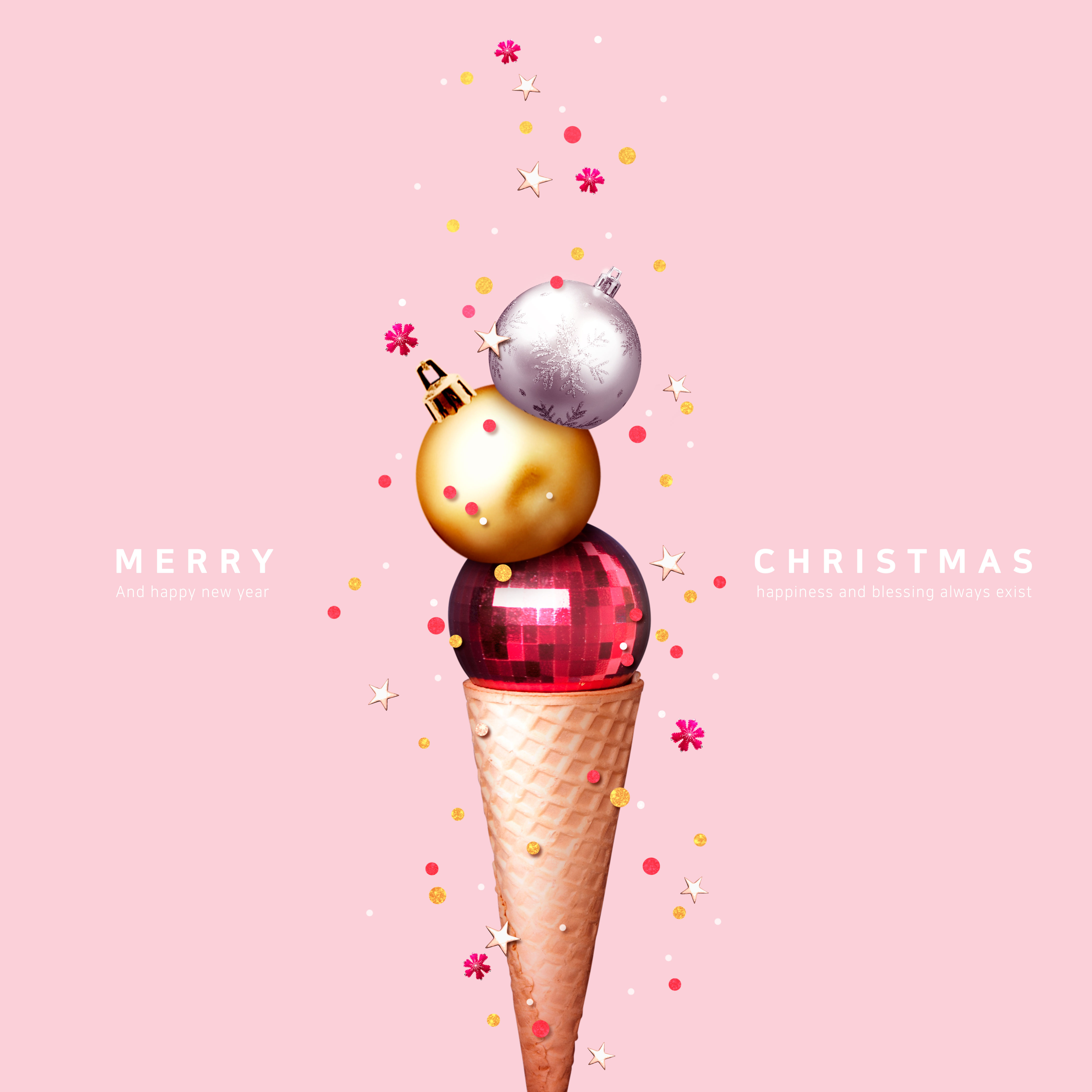 创意冰淇淋球圣诞节主题海报模板[PSD]插图