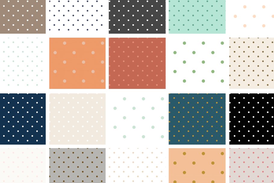 50种波点圆点纹理 50 Repeating Polka Dot Patterns插图(1)