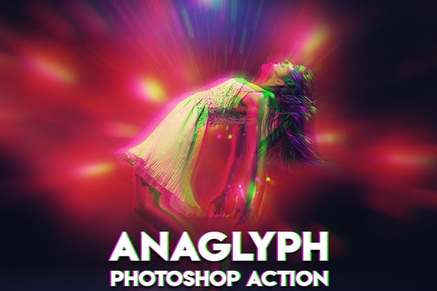 浮雕装饰梦幻线条海报照片特效PS动作 Anaglyph Photoshop Action插图(2)