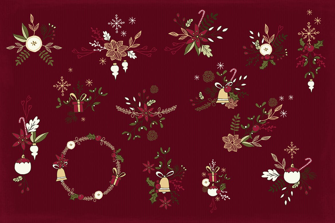 圣诞节主题矢量手绘剪贴画素材 Christmas Cliparts插图(4)
