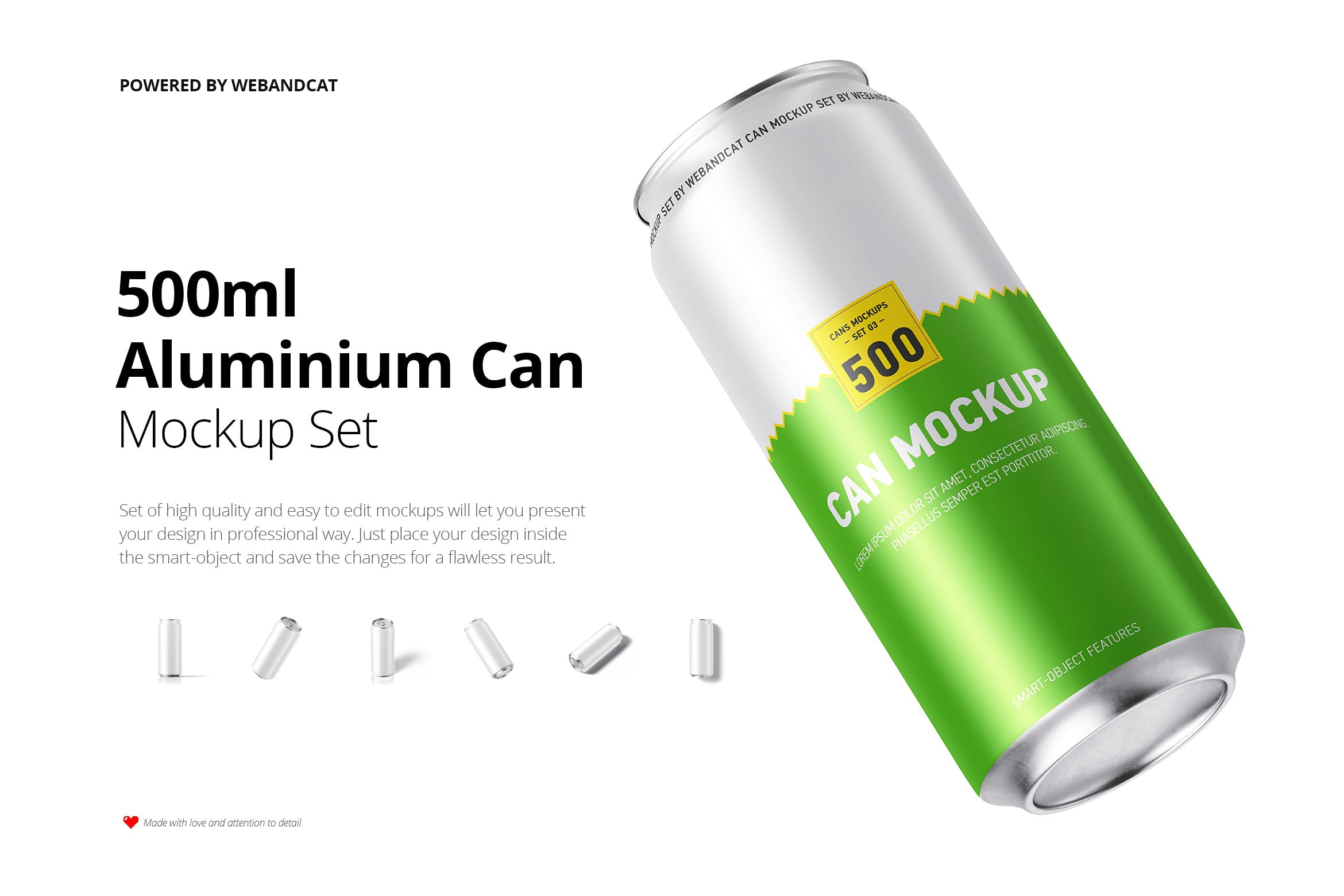 500ml容量饮料易拉罐外观设计效果图样机 500ml Can Mock-up插图