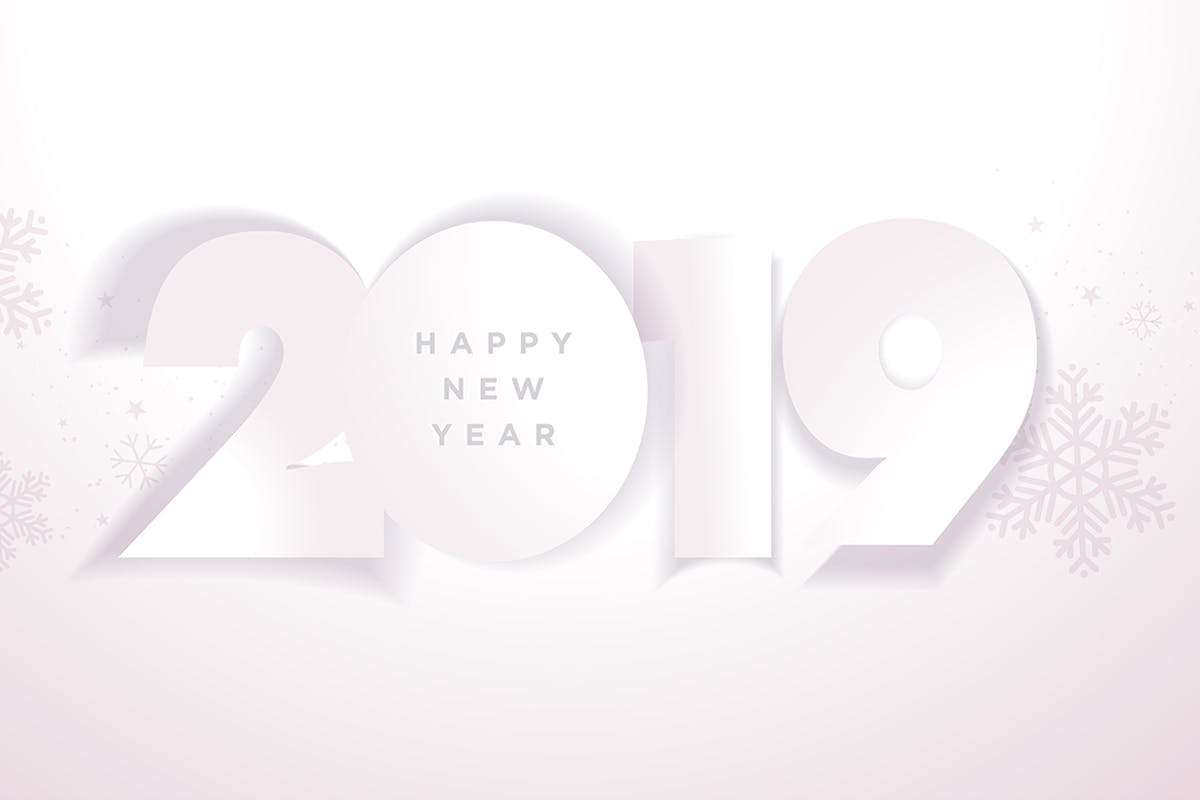 2019年数字新年贺卡设计模板[简约版] Business Happy New Year 2019 Greeting Card插图