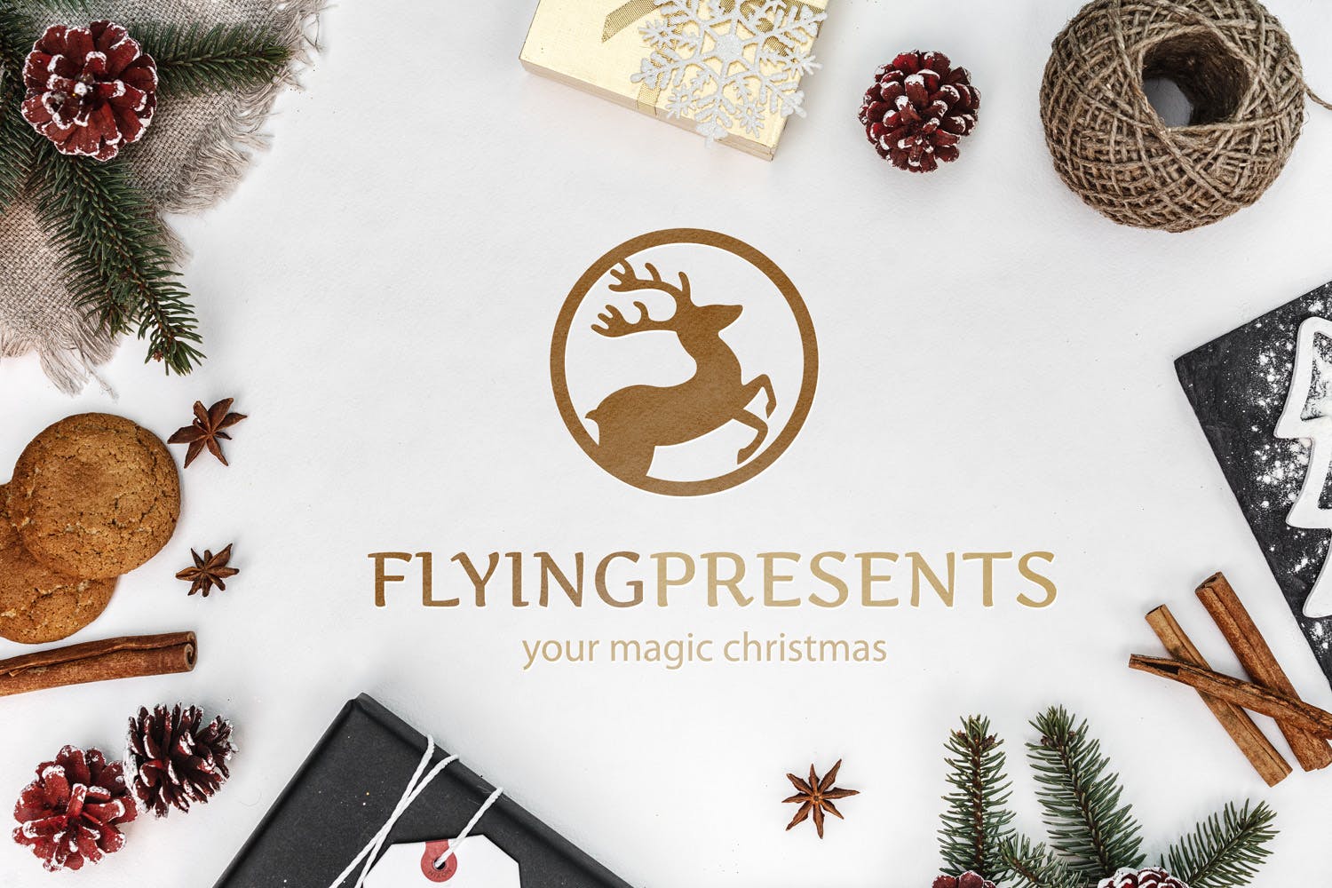 飞行驯鹿图形Logo设计模板 Flying Reindeer Logo插图(3)