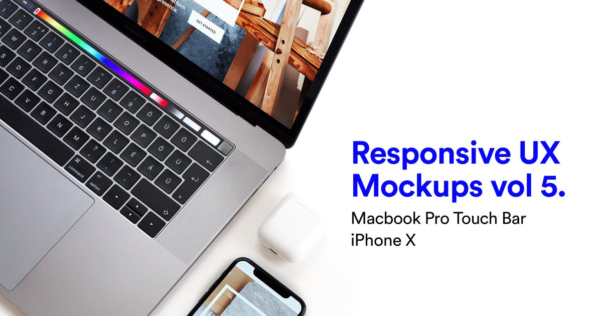 响应式页面设计MacBook Pro和iPhone X样机模板v5 Responsive Mockup Macbook Pro & iPhone X Vol 05插图