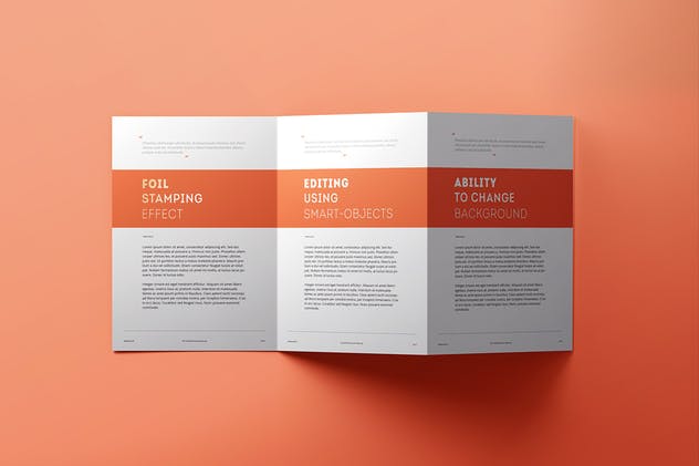 三折页宣传小册设计样机模板 Z-Fold Brochure A5 Mock-up插图(6)