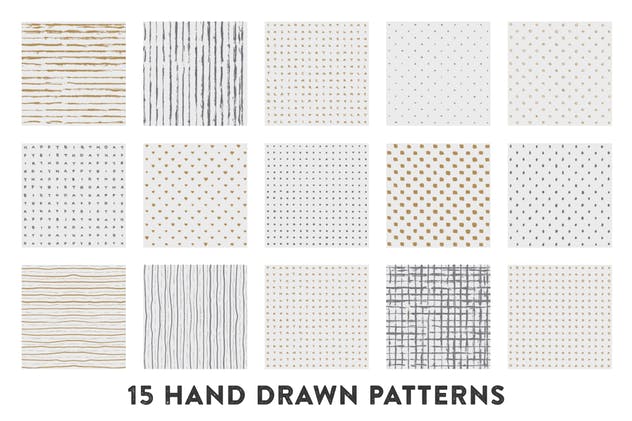 15款手绘金色&银色图案纹理 15 Hand Drawn Gold & Silver Patterns插图(1)