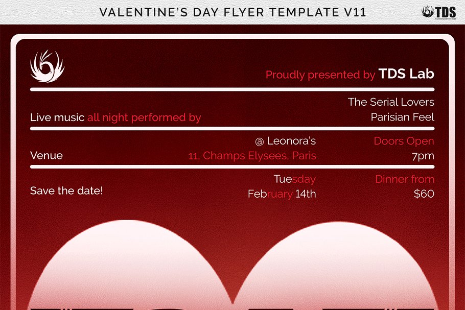 浪漫情人节主题传单PSD模板V11 Valentines Day Flyer PSD V11插图(8)