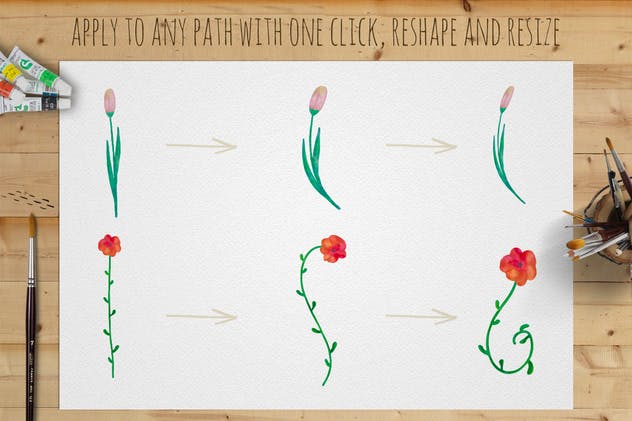 水彩花卉绘画图案＆AI画笔笔刷 Illustrator Floral Art & Pattern Brushes插图(1)
