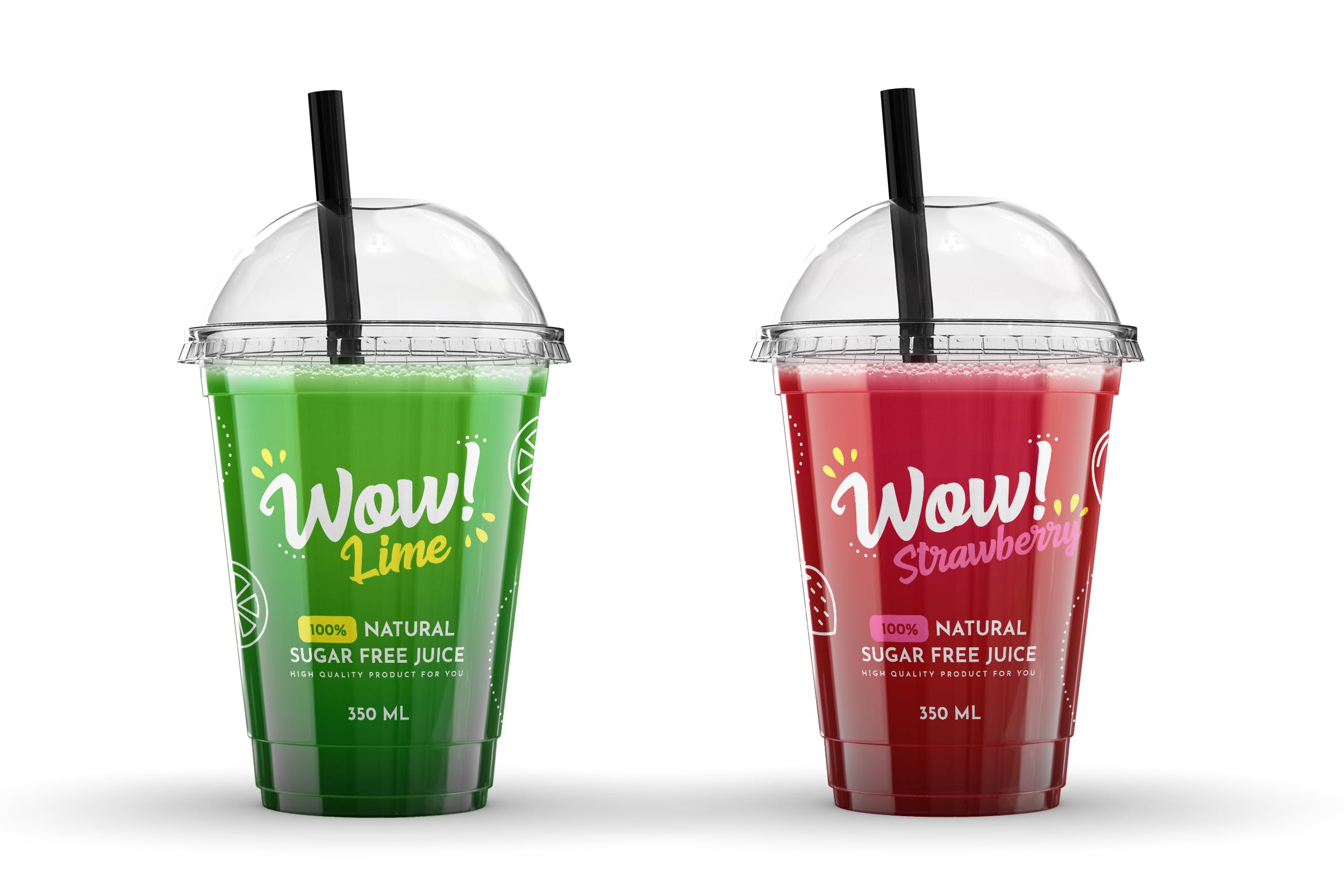 塑料果汁杯外观设计样机模板 Plastic Juice Cup Mock-Up插图