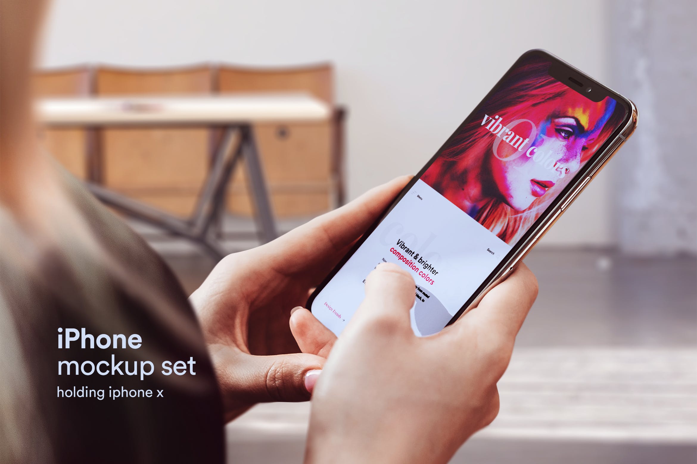 手持iPHone手机屏幕设计效果图样机 iPhone Mockup Set插图