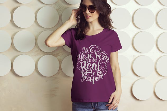 时尚女装印花T恤服装样机模板 Female T-Shirt Mockup插图(7)