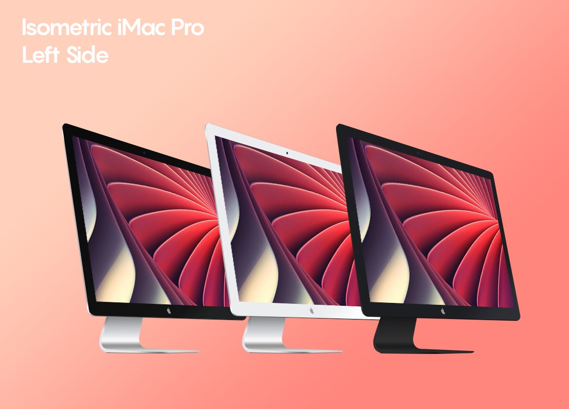 iMac一体机网站设计效果图预览样机素材v1 Isometric iMac Pro Mockup插图(1)