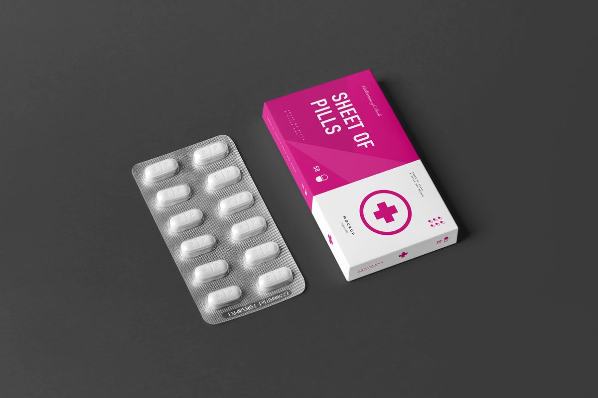 药片药丸包装盒样机3 Pills Box Mock-up 3插图