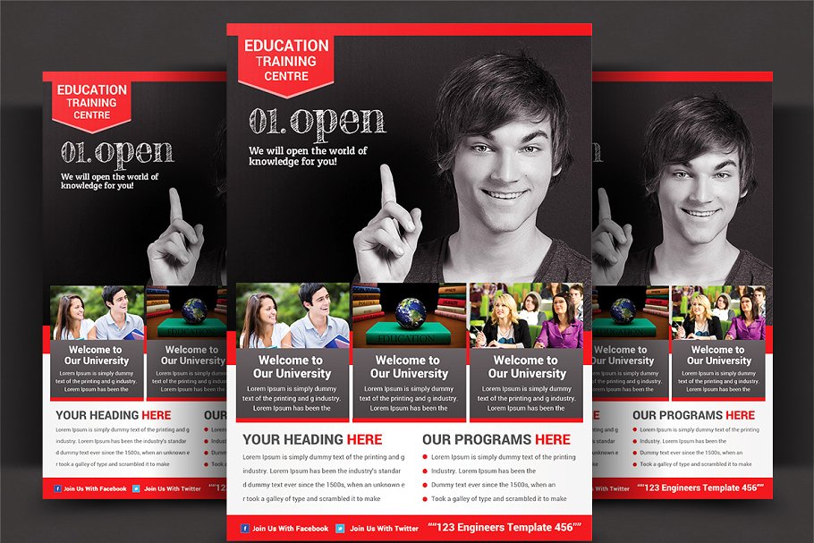 高校教育机构推广海报设计模板 High School Flyer插图