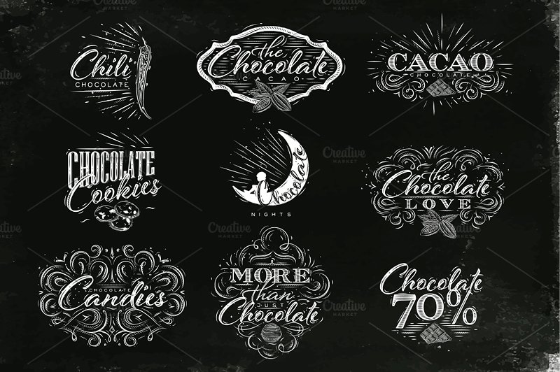 复古巧克力标签插画 Chocolate Set插图(2)
