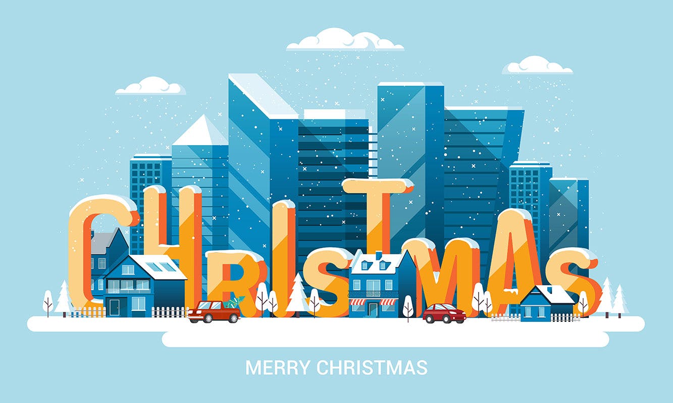圣诞节&2020新年快乐主题矢量场景插画素材 Merry Christmas and and Happy New Year cards插图(3)