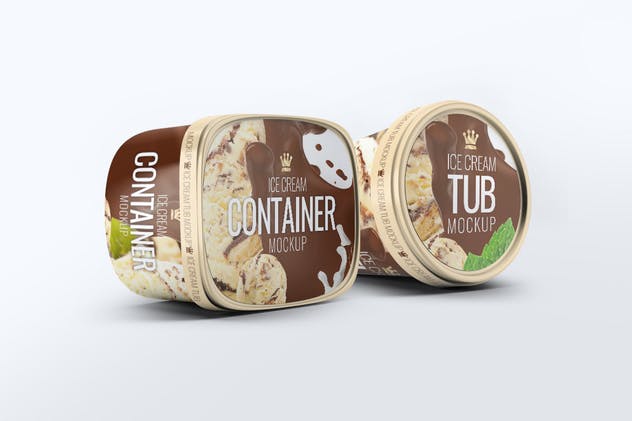 牛奶巧克力冰淇淋雪糕杯甜食包装样机 Ice Cream Packages Mock-Up Bundle插图(5)
