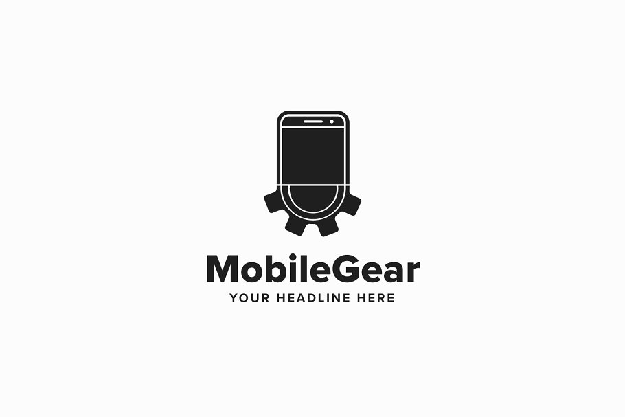 移动齿轮图形机械设备主题 Logo 模板 Mobile Gear Logo Template插图(1)