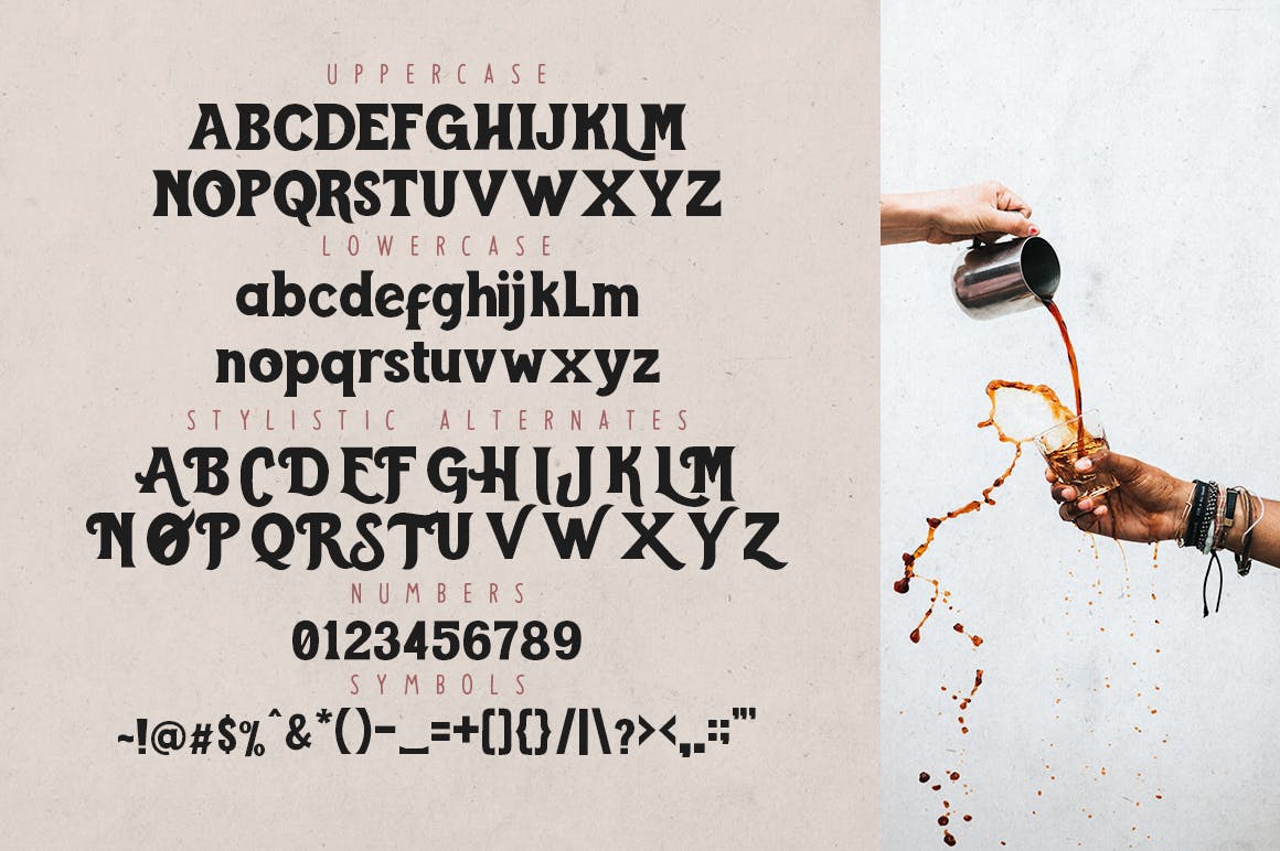 创意装饰设计/无衬线字体/连笔书法钢笔字体三合一 Toast Bread Coffee Typeface插图(3)