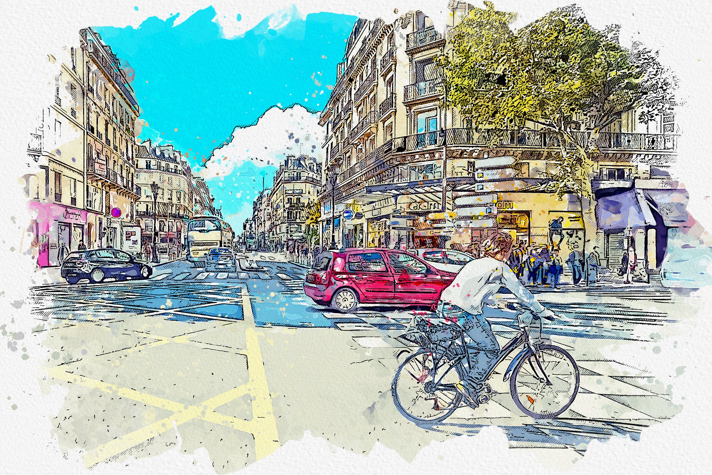 城市速写艺术效果PS动作 Urban Sketch Photoshop Action插图