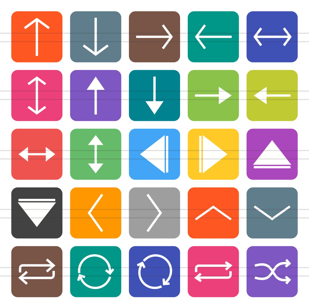 50枚箭头圆角图标素材 50 Arrows Flat Round Corner Icons插图(1)