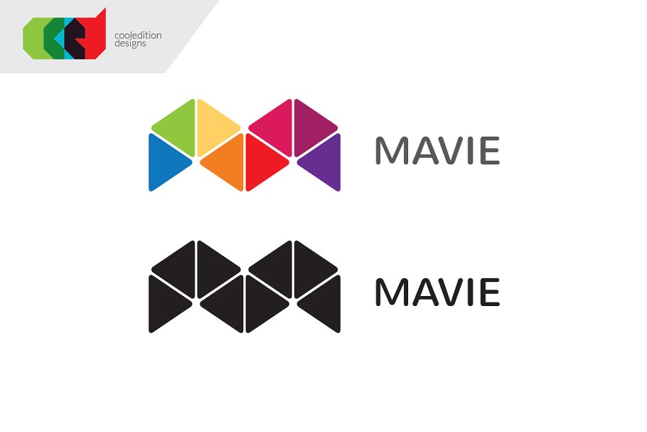 多彩三角形组合图形Logo模板 Mavie – Logo Template + Free BC插图(1)